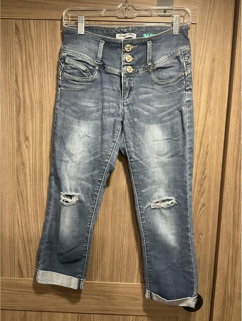 Indigo Rein Womens Junior Bootyful Cuff Leg Capri Jeans Size Junior 5